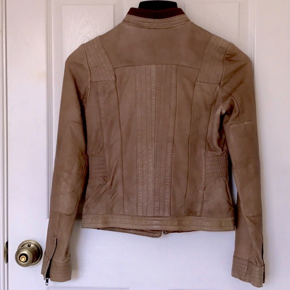 Leather Bomber Jacket UNWORN Tan - Picture 6 of 11